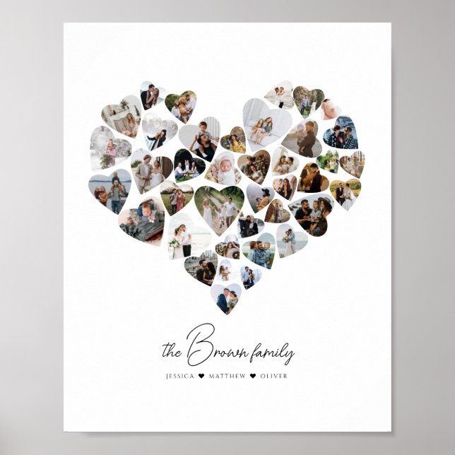 Poster Heart Photo Collage 39 Photos Saint-Valentin (Devant)