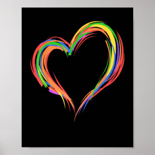 Poster Heart Rainbow Flag LGBT Gay Les Pride Support LGBT
