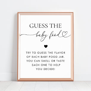 Poster Heart Script Guess the Baby Food Shower Game