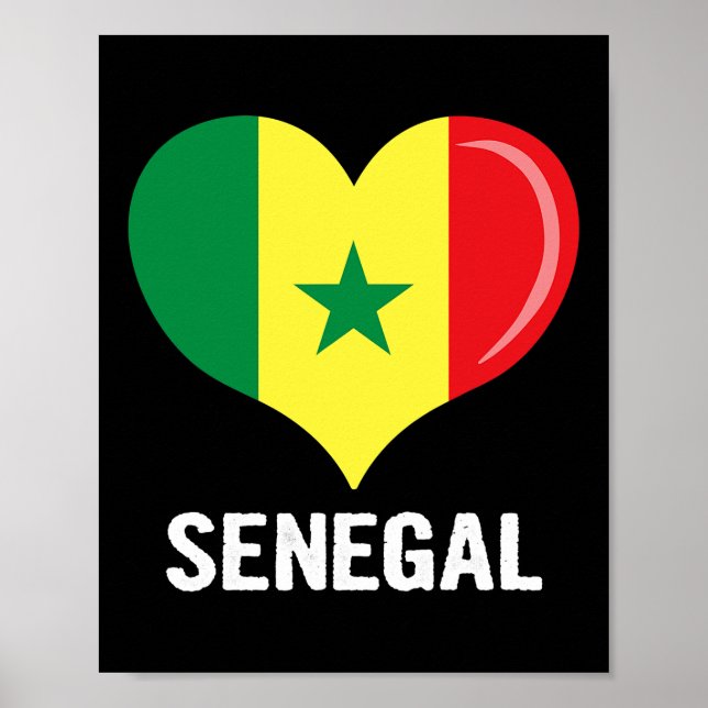 Poster Heart Sénégal Drapeau Hommes Femmes Enfants Patrio (Devant)