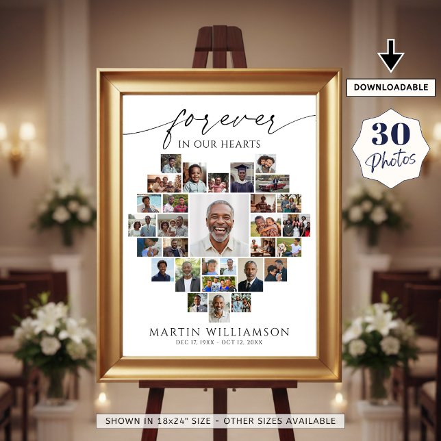 Poster Heart Shaped Photo Collage Forever in Our Hearts (Créateur téléchargé)