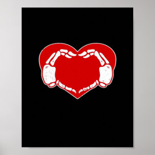 Poster Heart Skeleton mains gothique Valentine Rouge clas