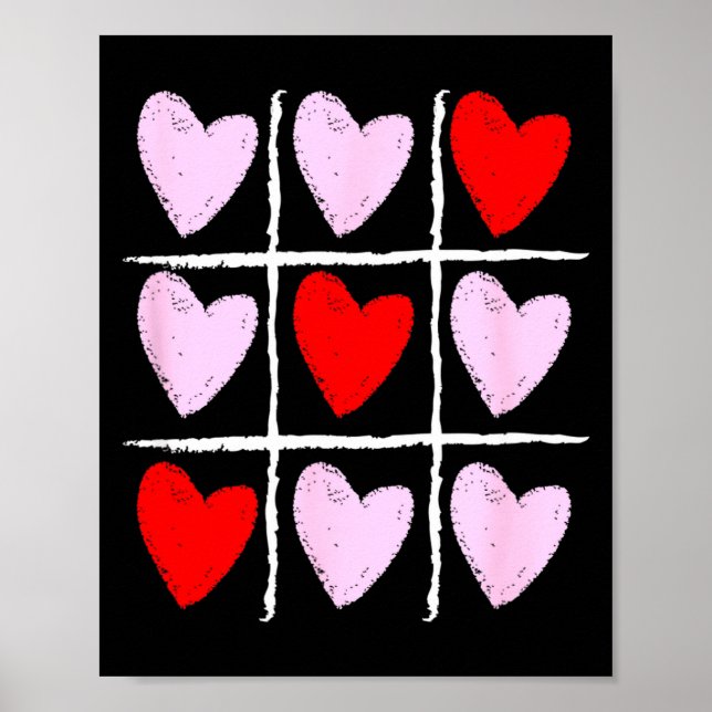 Poster Heart Tic Tac Toe Valentines Day  (Devant)