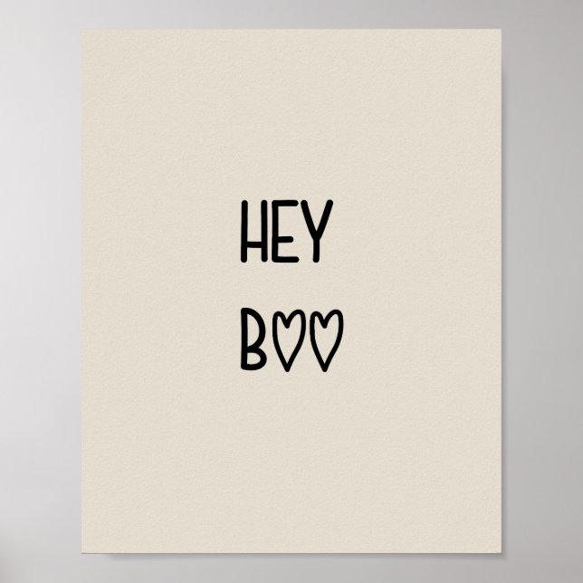 Poster Heart Typography Hey Boo (Devant)