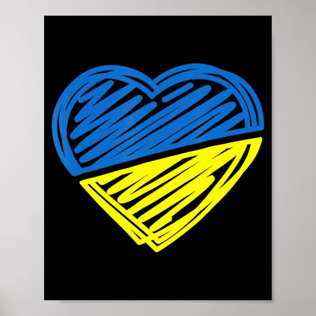 Poster Heart Ukraine Je Me Tiens Avec Le Drapeau Ukrainie (Devant)