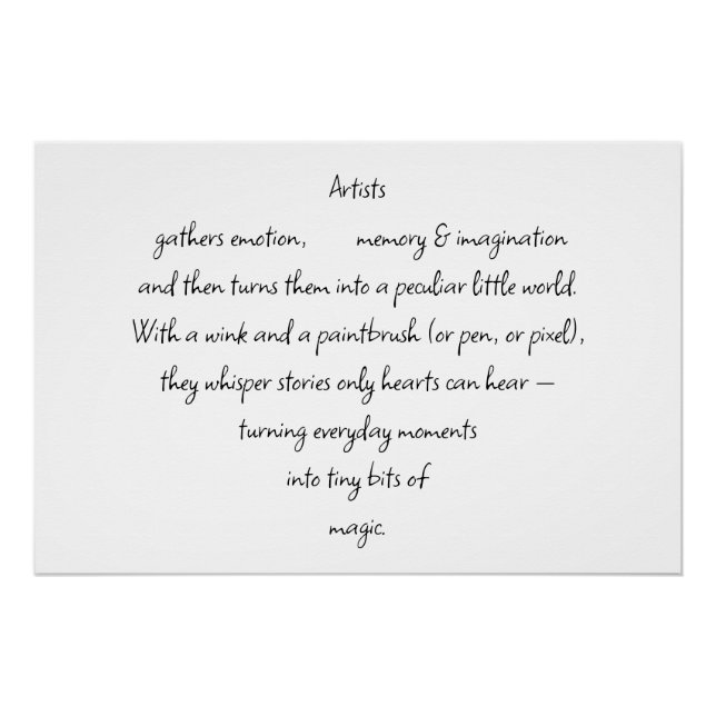 Poster Heart Words Explaining and Artist Whimsical Art (Devant)