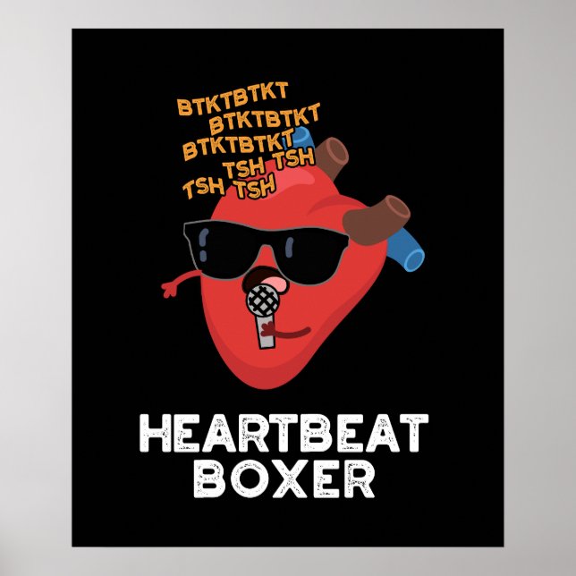 Poster Heartbeat Boxer Funny Music Heart Pun Dark BG (Devant)