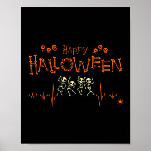 Poster Heartbeat Happy Halloween Doctor Nurse