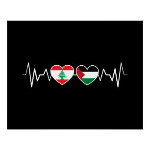 Poster Heartbeat Lebanon Palestine Unity drapeaux.