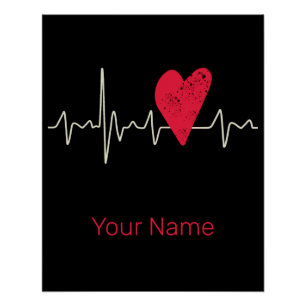 Poster Heartbeat Pulse Heart Valentine's Day or Mother's