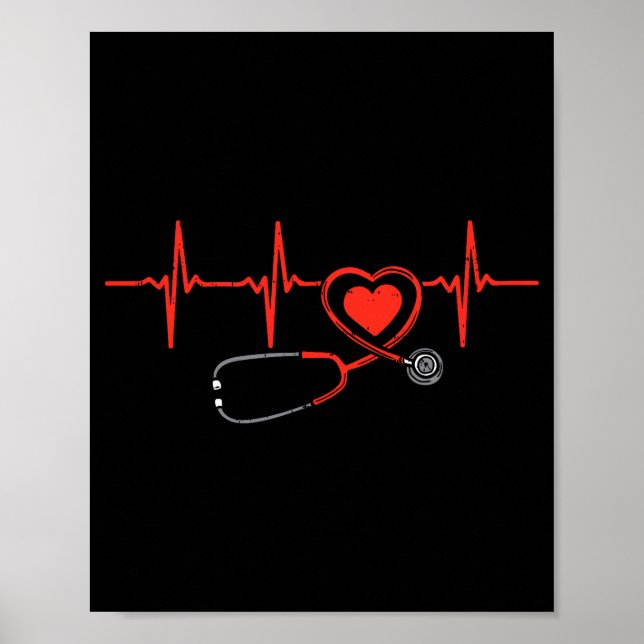 Poster Heartbeat Scrub Valentine Nurse Valentines Day Rn  (Devant)