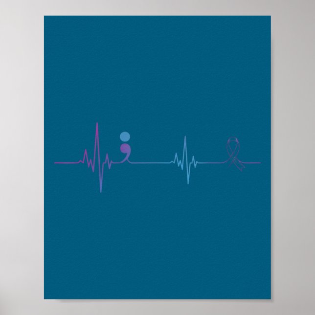 Poster Heartbeat Semicolon Suicide Prevention Awareness  (Devant)