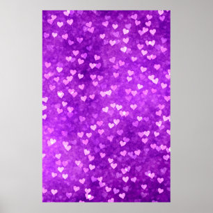 Poster Hearts bokeh lumières forme violet