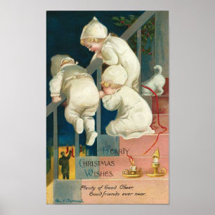 Poster Hearty Christmas Wishes Kid's Peeking Card