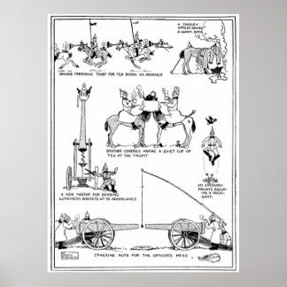 Poster Heath Robinson Cracking Nuts World War I Cartoon F