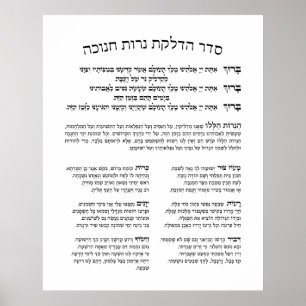 Poster Hébreu Hadlakat Nerot Chanukah - Bénédiction Menor