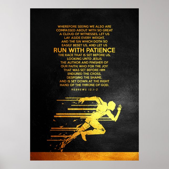 Poster Hébreux 12:1-2 Verse de la Bible (Devant)