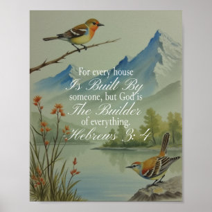 Poster Hébreux 3:4 Dieu le Bâtisseur Écriture Chrétien
