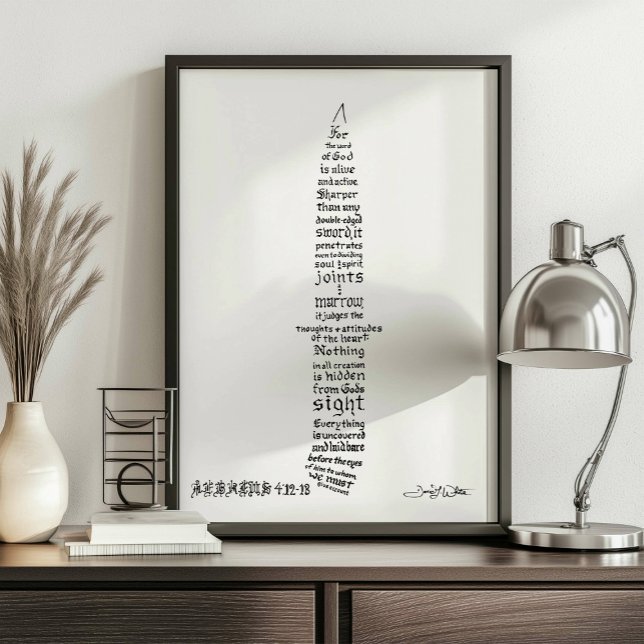 Poster Hébreux 4 12 13 Bible Verse Calligraphie (Créateur téléchargé)