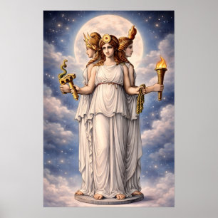 Poster Hécate Triple Déesse Art Lunaire Céleste – mythe