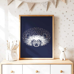Poster Hedgehog | Forest Animal Hedgehog Wall Print
