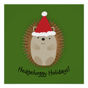 Poster Hedgehoggy Holidays Père Noël Hedgehog