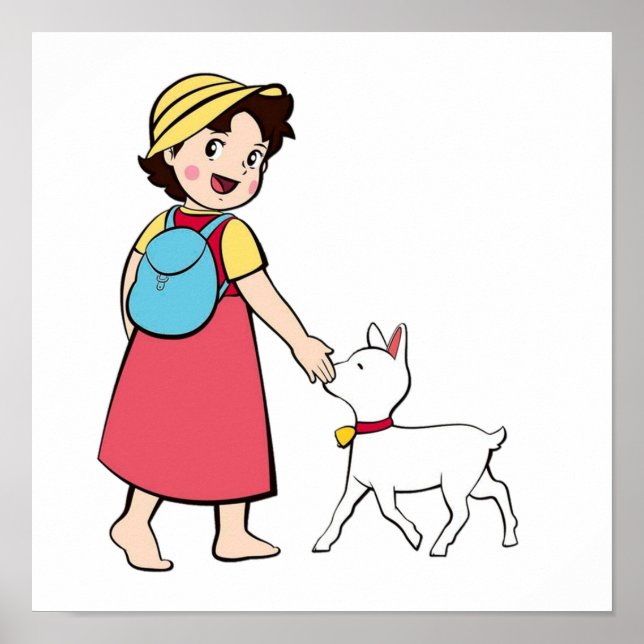 Poster Heidi et petite chèvre (Devant)