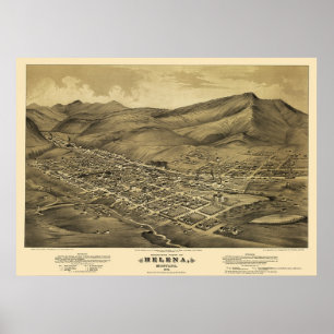 Poster Helena, MT Carte panoramique - 1875