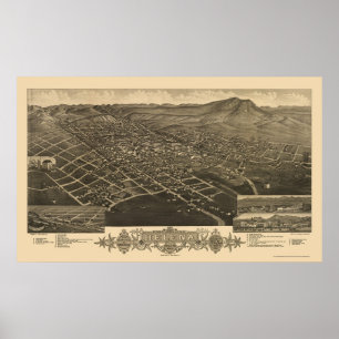 Poster Helena, MT Carte panoramique - 1883