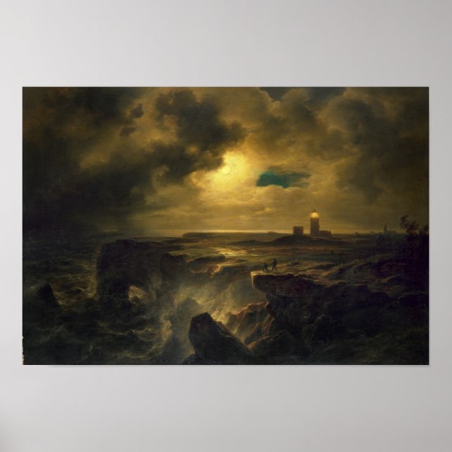 Poster Helgoland au clair de lune, 1851 (Devant)