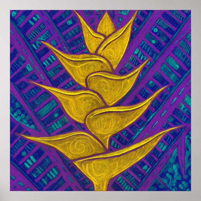 Poster Heliconia Fleurs Tropic Botanical Bold Floral Ar (Devant)