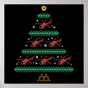 Poster Hélicoptère Vilain Noël Pilote cadeau de Noël