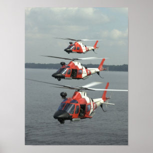 Poster Hélicoptères Mako de la Garde côtière MH-68