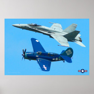 Poster HELLDIVER SB2C et HORNET F/A-18C