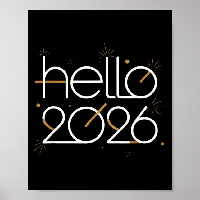Poster Hello 2026 Happy New Year Fireworks Celebration  (Devant)