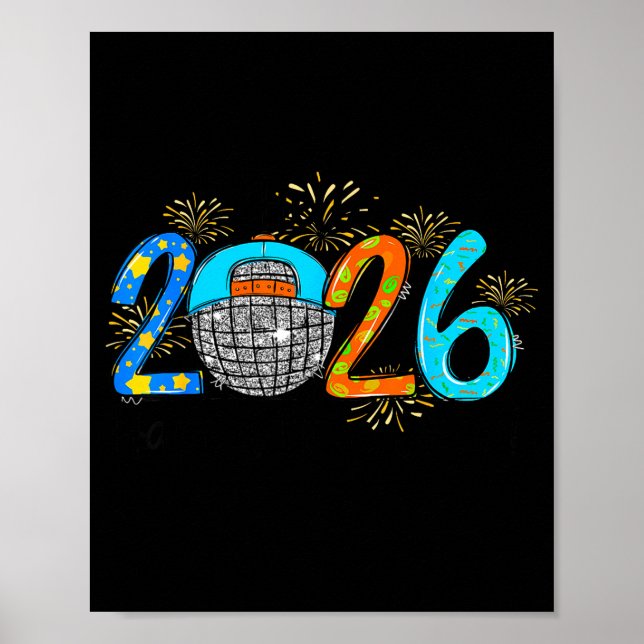 Poster Hello 2026 Happy New Year Party Boys Kids Toddlers (Devant)