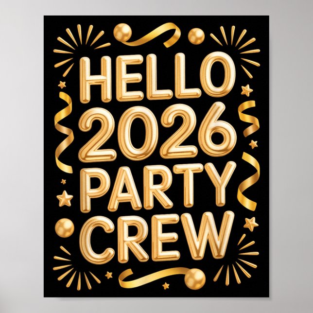 Poster Hello 2026 Party Crew New Years Eve Celebration  (Devant)