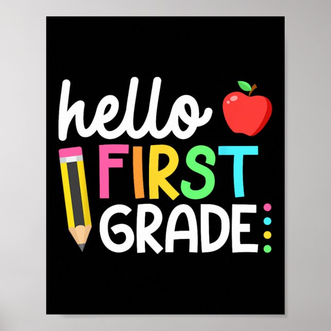 Poster Hello First Grade Team 1st Grade Byck To School Te (Devant)