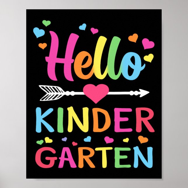 Poster Hello Kindergarten Team Kinder Byck To School Teac (Devant)