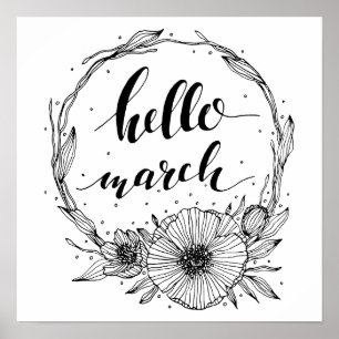 Poster Hello March Line Art