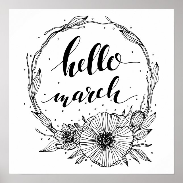 Poster Hello March Line Art (Devant)