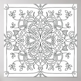 Poster Hello Spring : Page Coloriage inspirée de la natur