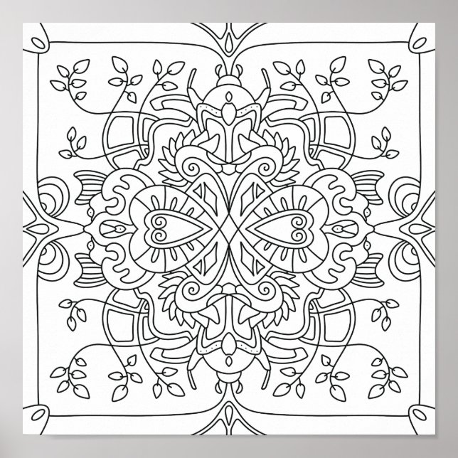 Poster Hello Spring : Page Coloriage inspirée de la natur (Devant)