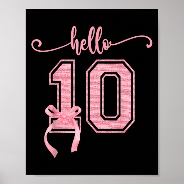 Poster Hello Ten Double Chiffres Cute Coquette Bow 10th B (Devant)