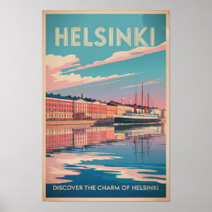 Poster Helsinki Finland Front de Mer Voyage Art Vintage