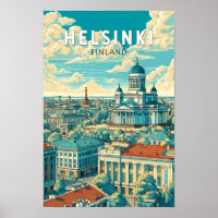 Helsinki Finland Voyage Art Rétro