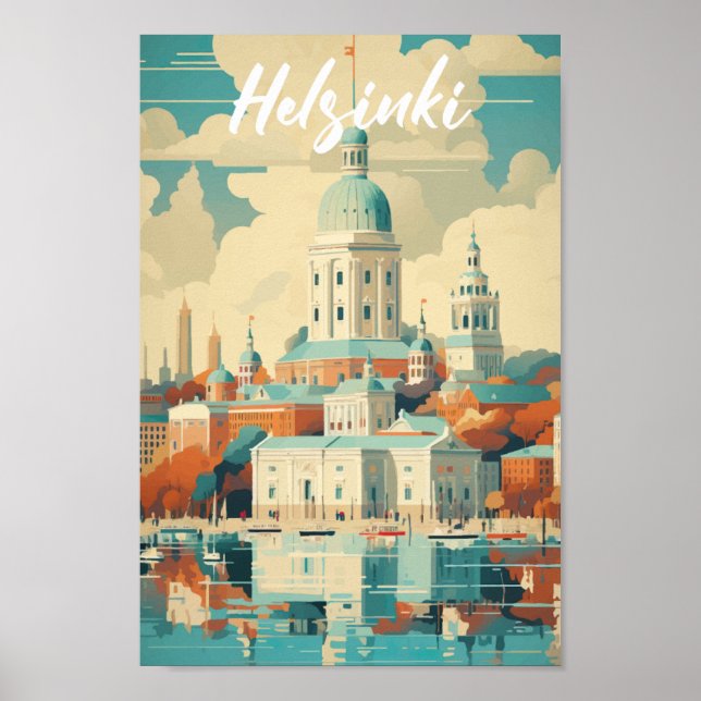Poster Helsinki Finlande Lieu de voyage célèbre (Devant)