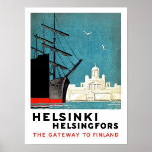 Poster Helsinki, Helsingfors, porte d'entrée de la Finlan