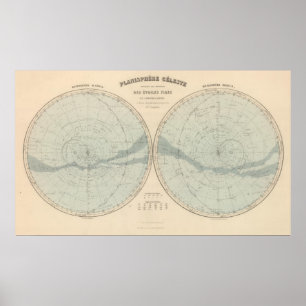 Poster Hémisphère Celeste Planisphère