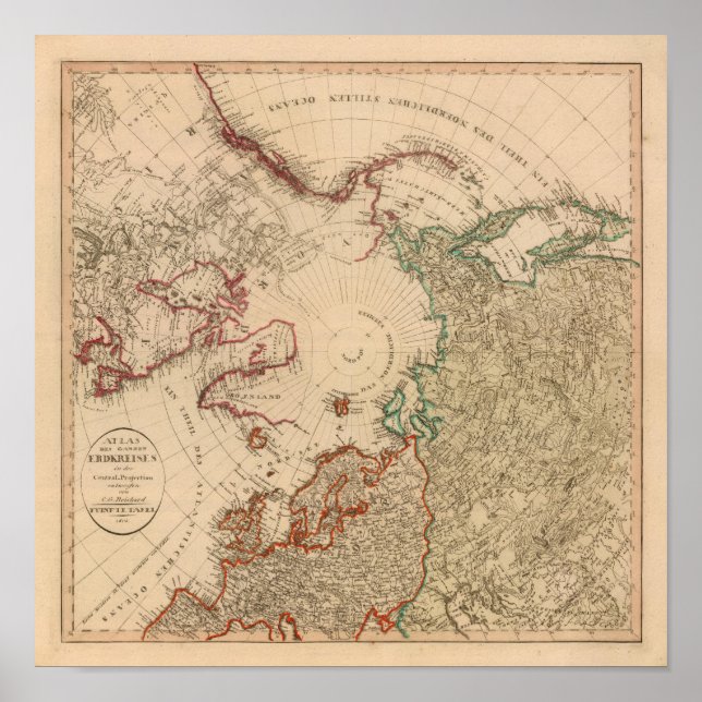 Poster Hémisphère Nord, Arctique (Devant)